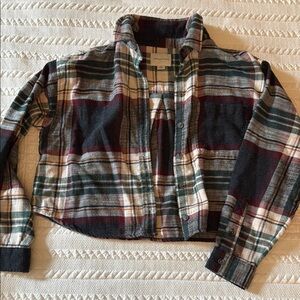American Eagle Outfitters Multicolor Cropped Plaid Shirt
